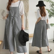 하늘바라기 여성용 마티 체크 점프수트