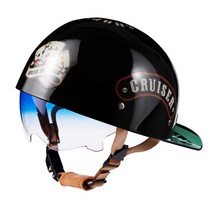 CAICHEN 빈티지 전동킥보드헬멧 통기성 경량 할리 오토바이 헬멧 반모헬멧, CRUISER (업그레이드된 버전), M 55-57cm