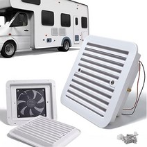 AUTOXBERT RV 사이드 에어 벤트 팬 2.4W 12V 단방향 무소음 윈드 환기 배기 모터홈 캐러밴 트레일러 캠핑카용 화이트192989