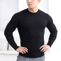 레그데이 남자 머슬핏 골지 라운드넥 긴팔 니트 티셔츠 5color