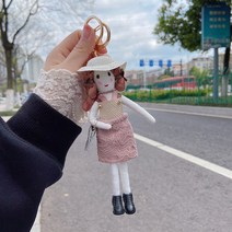 한국어 패션 플라워 스커트 언니 열쇠고리 귀엽다 인터넷 인형 피규어 선물 가방 걸이, 핑크 멜빵 스커트