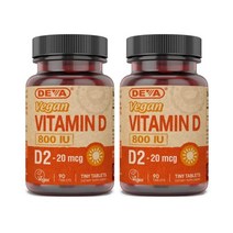 Deva Vegan Vitamin D2 800 IU Ergocalciferol Supplement with No Animal Ingredients 90 Tablets (Pack