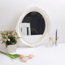 벽걸이 화장대 타원형 벽장식 소품 앤틱 공주 거울 아르테미스 선물 엔틱 카페 집들이, 골드