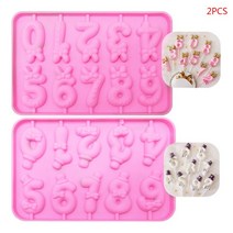 2pcs/set 0-9 숫자 실리콘 롤리팝 쿠키 곰팡이 초콜릿 케이크 장식 DIY, 2개