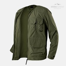 남성 빅사이즈 멀티 포켓 캠핑 필드 라운드넥 바람막이 숏 야상 자켓