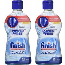 Finish 피니쉬 식기 세척기 린스 젯 드라이 파워 앤 프리 200ml 2팩 Power & Free Rinse Aid With Jet Dry - Shinier Dishes Less Harsh Chemicals 66 Washes Per Bottle, 1세트
