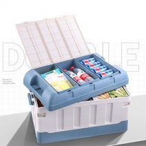 다세코 접이식 폴딩박스 뚜껑형 트렁크정리함 캠핑용 수납박스 공간정리 리빙박스, 45L-레드_비상스티커45L