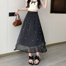 스커트 하이웨이스트 처짐 A라인 스커트 C10