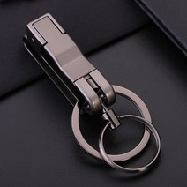 차키케이스 자동차키링 벨트 통행 자동차 키 체인 용 크리에이티브 아연 합금 분실 방지 듀얼, Black, 8cm