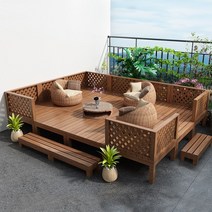 옥상평상 조립식마루 테이블 테라스 전원주택가구, 메쉬 코너 펜스탄화색