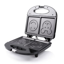 샌드위치 메이커 OXPHIC-750W Smlie 얼굴 핫 샌드위치 메이커 아침 식사 기계, 01 Black_03 AU