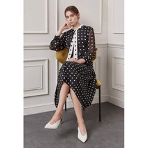 JIGOTT 지고트 JL8A0OP27 벨티드 도트 플리츠 원피스