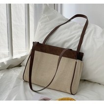 캔버스 헤링본 사각 바게트 숄더백 빅백 대형에코백