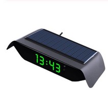 태양열 차량용 자동차 시계 온도계 USB충전, LED 녹색   1개