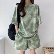 100% 순면 반팔 반바지 세트 여성 의류 투피스 청년 중년 여름 모던 빅사이즈 캐주얼 여성 트레이닝복 세트