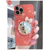 애플 11 휴대 전화 케이스 전기 도금 미러 iPhone13 보호 커버 새로운 XS8 여성 조수 브랜드 12Pro 창의력에 적합, 거울 활-동백 레드, 아이폰 XSmax
