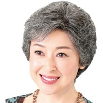 흰머리 가발 할머니 자연스러운 백발 숏컷가발 여성 여자 어르신 70대 장년 60대 숏단발 중 50대 노인 분장, 백발 50% 고온사 (머리망)