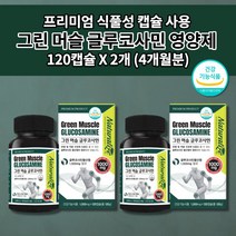 프리미엄 식물성 캡슐 글루코사민 1500 함유 손가락 손마디 손목 무릎 어깨 허리 관절 통증 연골 통증에 좋은 영양제 보조제 관절에 좋은 식품 glucosamine 120캡슐, 2개