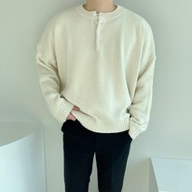 모던애즈 헨리넥 단추 반오픈 니트 스웨터 공용