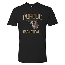 UGP Campus ApparelNCAA 페이드 레트로 농구 팀 컬러 티셔츠 프리미엄 면 칼리지 대학교 Purdue 보일러메이커. 블랙, X-Large
