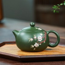 명품 자사호 중국 자사차호 다기 고급 차호 주전자 Zhenyi Yixing 순수 수제, 그린 클레이 복숭아 블라썸 시시