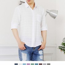 린넨 라이크 포켓 롤업 셔츠 남방
