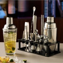 칵테일 쉐이크 세트 바텐더 키트 유리 믹스컵 지거 믹싱틴 조주기능사, 400ml 보스턴 셰이커