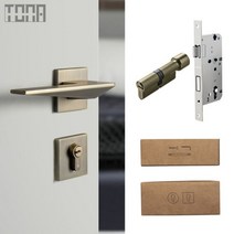 미니멀리스트 스타일 침실 문 손잡이 음소거 사각형 잠금 녹 방지 내부 열쇠 하드웨어 포함, 04 372HL-GK