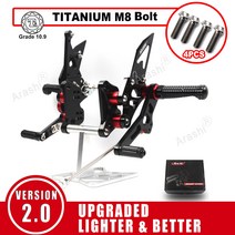 Arashi 에 SUZUKI HAYABUSA GSX-R1300 GSXR1300 2008-2020 Gen 2 CNC 조절할 수 있는 발판 근거지 후방 설정 풋페그 백스텝도, 검정색 M8 Bolt