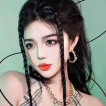 세기말 여전사 땋은머리 가발 헤어피스 2p 포인트헤어, 2개입, 밝은갈색