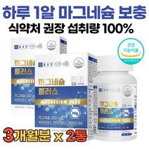 종근당 고함량 Mg 마그네슘 비타민B1 B2 B6 식약처 인증 마그네숨 마그내슘 여성 남성 청소년 90정 추천, 2통, 1100mg x 90정