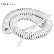 3 코어 2 흰색 스프링 와이어 나선형 케이블 22AWG 18AWG 15AWG 13AWG 2.5m 5m 7.5m 전원 코드 확장형, [01] WHITE, [07] 3-core 13AWG, [03] Line length 2.5m