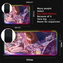 원신 장패드 마우스패드 게이밍 Genshin Impact Shenhe RGB LED 마우스 패드 무선 충전 러그 한 Yae Miko 게임 Typec, 10_400X700X3MM