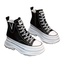 도오빠 밍타다 여성 키높이 하이탑 운동화 스니커즈 가죽 8CM 통굽 워커 부츠 굽높은 여자운동화 신발