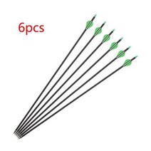 서바이벌 페인트볼 Toparchery혼합 탄소 화살 28 인치 스파인 500 2, 6pcs green