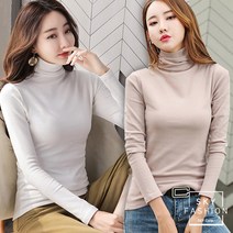 SKY패션 여성 목폴라 티셔츠 가을 목티 레이어드 티 긴팔 무지 단색 tee 겨울 봄 이너티 이너탑 폴라티 쫄티 캐주얼 캐쥬얼 여성의류