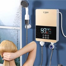 미니온수기 전기 욕실 온수 샤워 주방 급속 가열, 블랙 6000W 패키지
