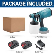 농사용 1800W 800ml 무선 전기 스프레이 건 유량 제어 가정용 에어 브러시 페인트 분무기 마키타 18V 배터, 05 2 Battery EU Blue