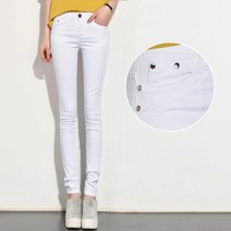 쁘띠꼬모 데님 팬츠 빅사이즈 여자 청바지 스판 슬림 블랙 캐주얼 스키니 핑크 바지 AMH2031046