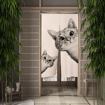 커튼 블라인드 다이소커튼 재미 있고 귀여운 고양이 식당 장식 파티션 드레이프 주방 입구 걸이형 하프 세트, 85x150cm, 01 CLX00526