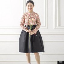 가바바 여성 미디 원피스 단색 겉치마로 슬림해 보이는 모던 생활한복 세트 G64724