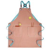 앞치마주문제작 캔버스천 오렌지색 남성 여성 심플 맟춤제작 만들다 LOGO 미용사 커피 관 가슴 티 식당 4697673326, 카색