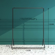 튼튼 심플 골드메탈 행거 옷걸이 스탠드 옷전시 옷가게 쇼룸, 블랙120*150