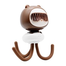 아미토 유모차 선풍기 휴대용 문어발 집게 거치대, 브라운(곰), (YM-F62)