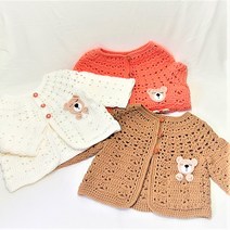 코바늘 DIY 탑다운 곰돌이 아기 가디건 동영상패키지, 0~12개월, 32.녹색, 1개
