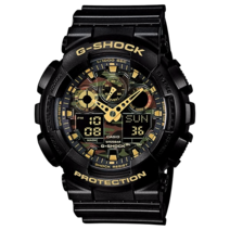 [지샥][G-SHOCK] GA-100CF-1A9DR 빅페이스 카모플라주 무늬 밀리터리 블랙 캐주얼 시계