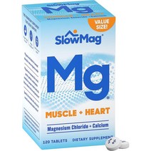 Slow-Mag 슬로우 마그 슬로우마그 엠지 마그네슘 클로라이드 칼슘 120정, 120 Count (Pack of 1)