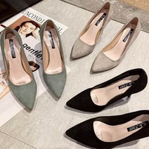 출근패션 뾰족코 스웨이드 6cm 펌프스 하이힐 구두