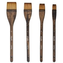 256 플랫 고품질 염소털 나무 손잡이 수채화 아티스트 미술 용품 페인트 브러시 1 피스, 4PCS
