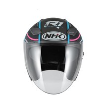 NHK R1 오픈페이스 헬멧 오토바이 헬멧, XXL, 나폴레옹 블랙/라이트블루